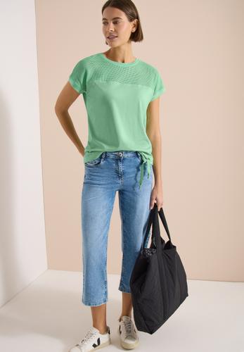 T-Shirt mit Boatneck und Mesh-Einsatz
