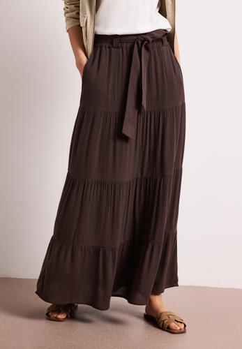 Maxi-Rock mit Volants und Gürteldetail 38 - Espresso Brown