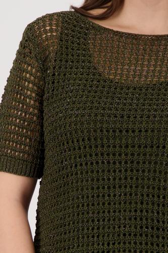 Strickpullover mir Ajour-Struktur 38 - Olive