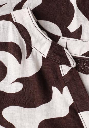 Midi-Kleid aus Leinen mit Print