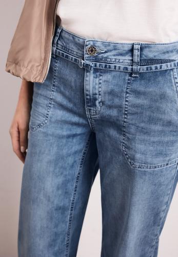 Mid Waist Wide Leg Jeans im Loose Fit 32/7/8 Hosen - Mid Blue Random Wash