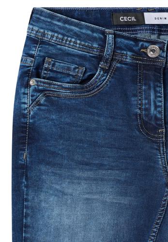 Mid Waist Slim Leg Jeans im Casual Fit 32/7/8 Hosen - Mid Blue Used Wash