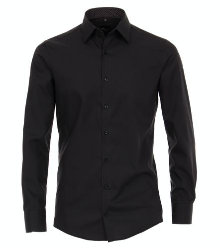 Popeline Hemd uni 38 VM - Schwarz