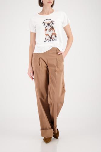 T-Shirt Hund-Print und Strasssteinen