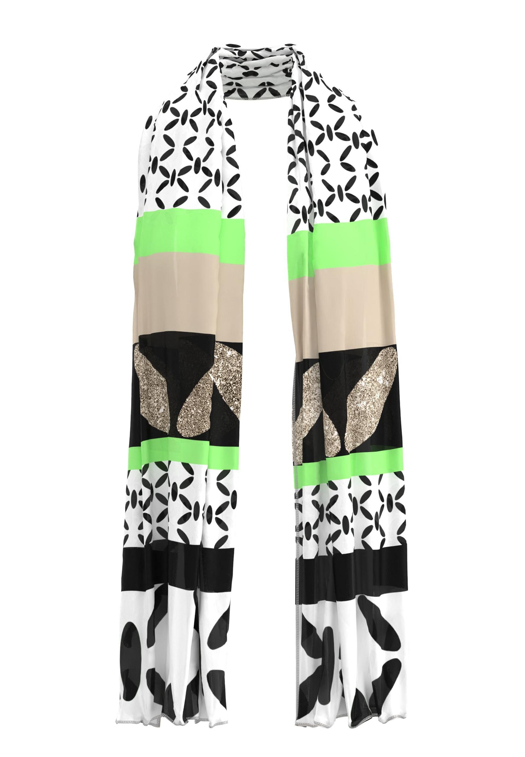 Schal NOS mit markantem Design - Paradise Green/schwarz/ecru