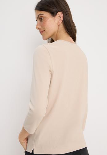 Shirt mit Rippstruktur L - Oat Milk Beige