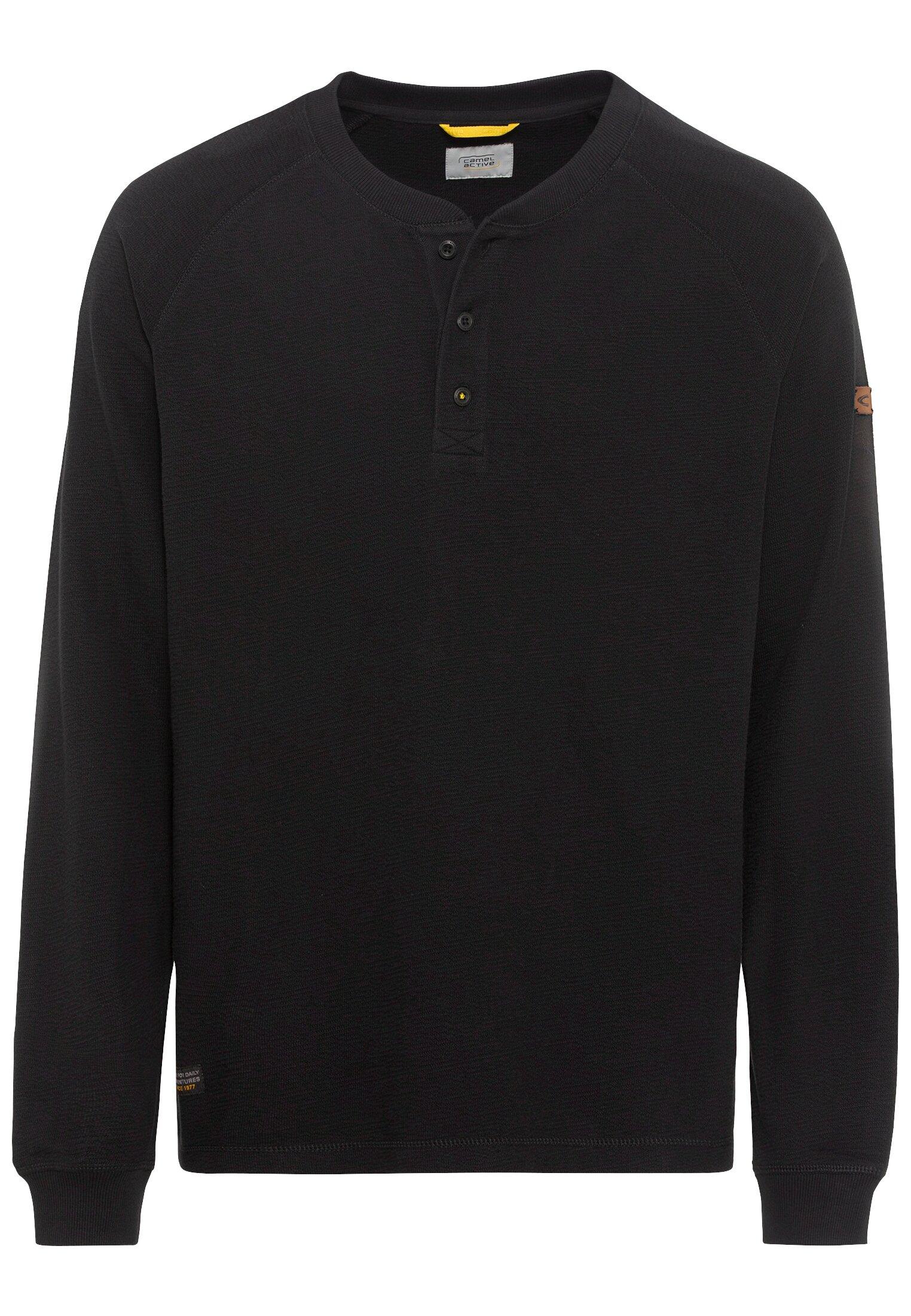 Sweat Henleyshirt aus reiner Baumwolle XXL Regular Fit - Asphalt