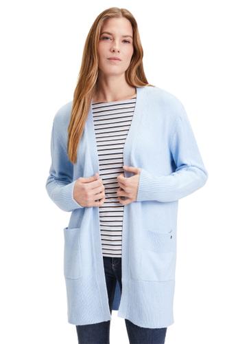 Casual-Strickjacke 38 Gerade - Light Blue Melange