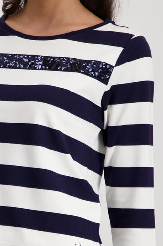 Sweatshirt mit Pailletten-Streifen 36 - Marine Ringel