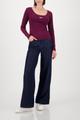 Langarmshirt mit Strass 42 - Bordeaux