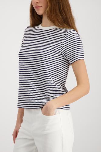 T-Shirt mit Struktur 36 - Marine Ringel