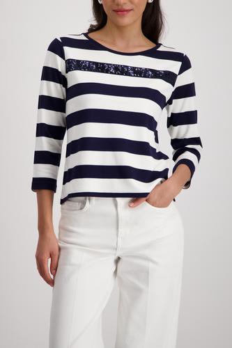 Sweatshirt mit Pailletten-Streifen 36 - Marine Ringel