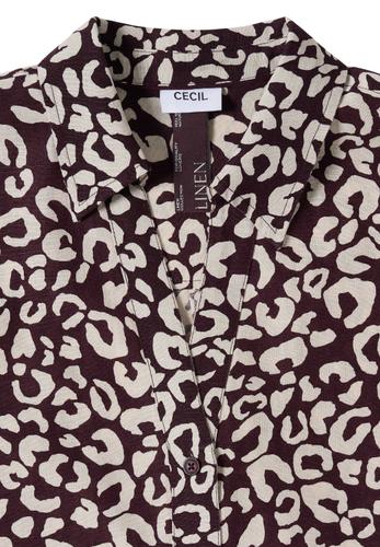 Hemdbluse mit Leo-Print aus Leinenmix