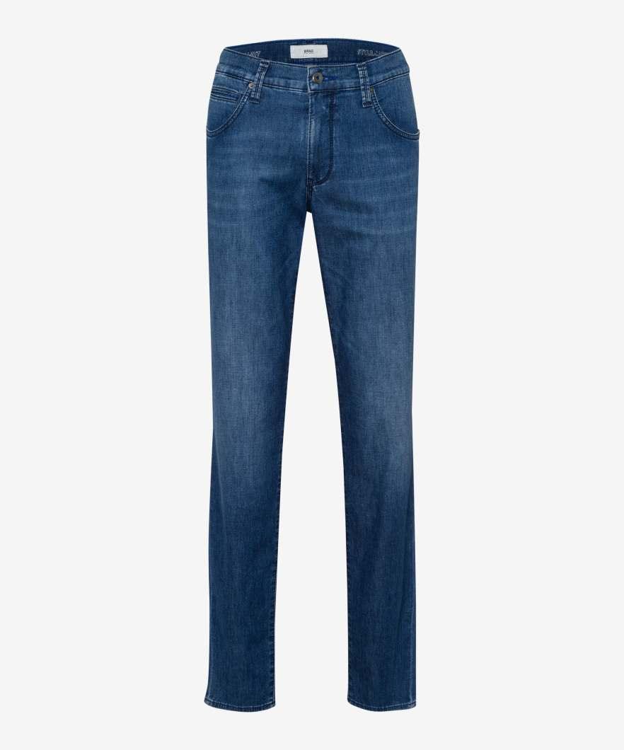 Style Cadiz 33/32 Five-Pocket-Jeans, Aufgesetzte Gesäßtaschen, Einschubtaschen vorn, Verdeckter Reißverschluss, Gerader Schnitt, Normale Leibhöhe, Straight Fit, Normale Fußweite - Regular Blue Used