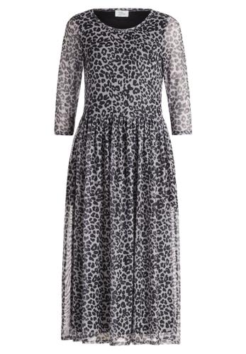 Maxikleid 40 Leicht tailliert - Grau/schwarz