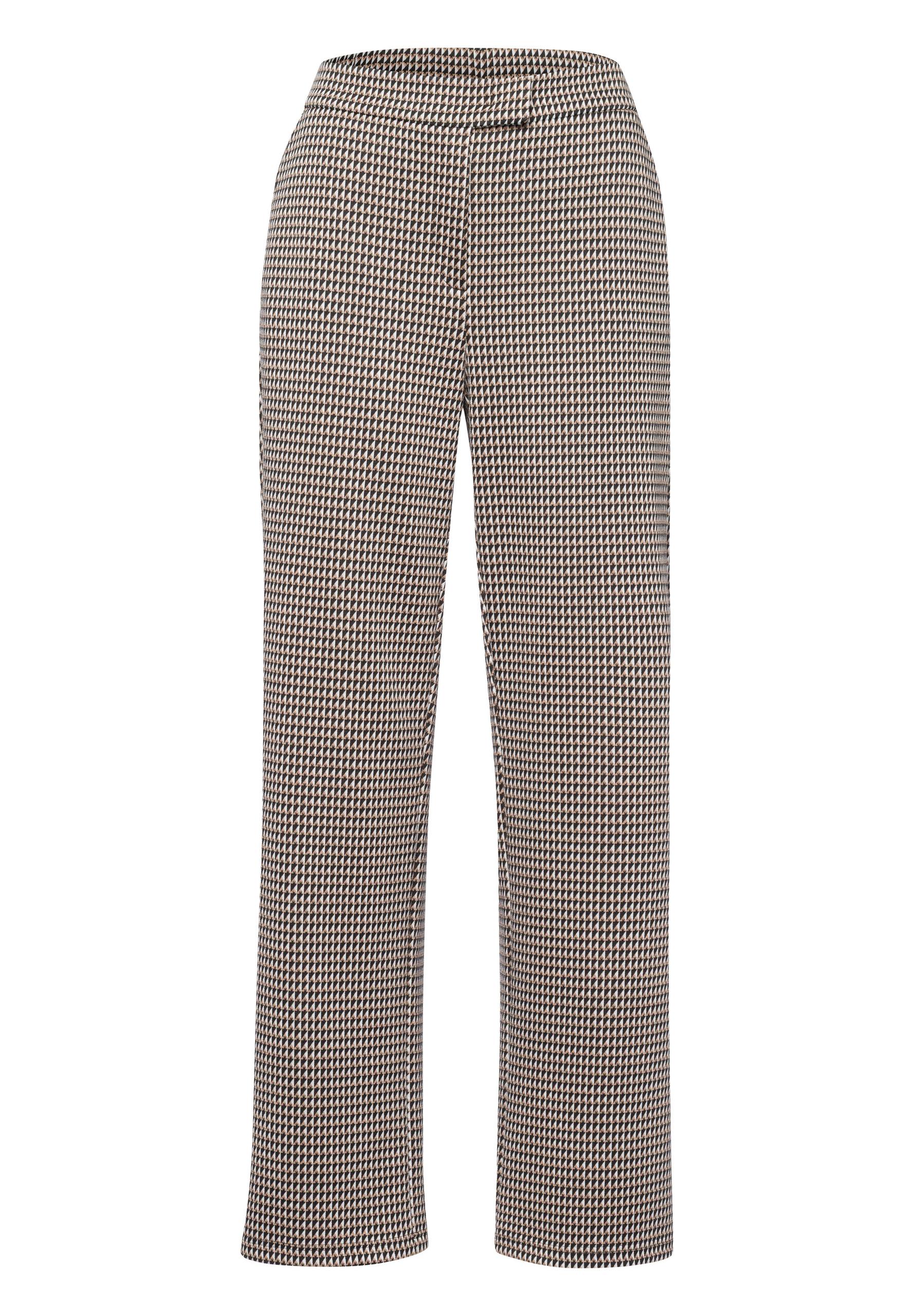 Wide Leg Pants CARAMEL CHIC im modischen Minimal-Dessin 44 - Schwarz/toffee/ecru