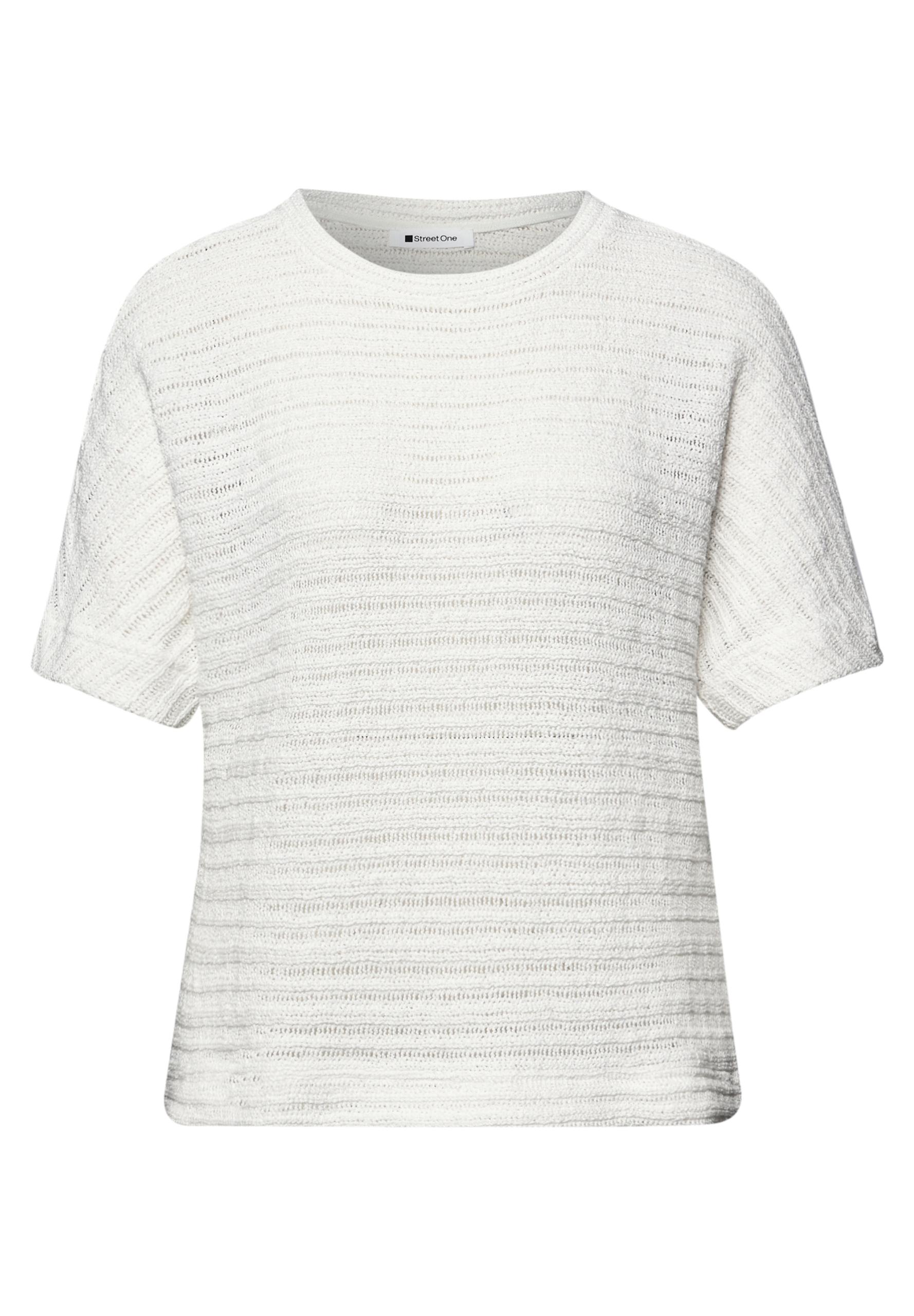T-Shirt mit Rundhals und Struktur 40 - Off White