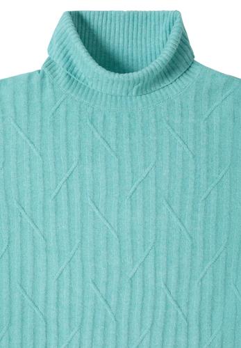 Struktur Rollkragenpullover L - Foam Blue Melange