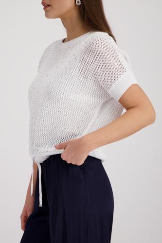 Ajour-Strickpullover mit Strasssteinen