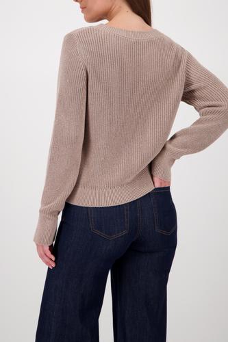 Basic-Strickpullover mit Lurex 46 - Truffle