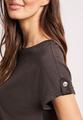 T-Shirt mit Rundhals und Knopfdetails 36 - Espresso Brown