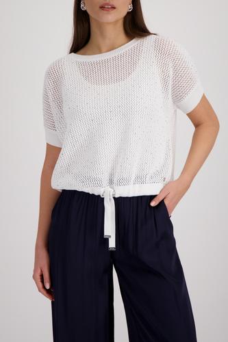 Ajour-Strickpullover mit Strasssteinen