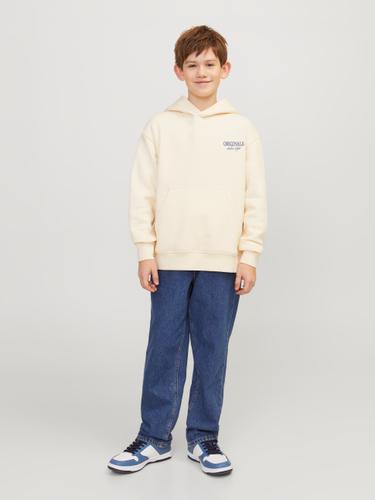 JORSANTORINI GRAPHIC SWEAT HOOD JNR 176 Locker geschnitten - Buttercream