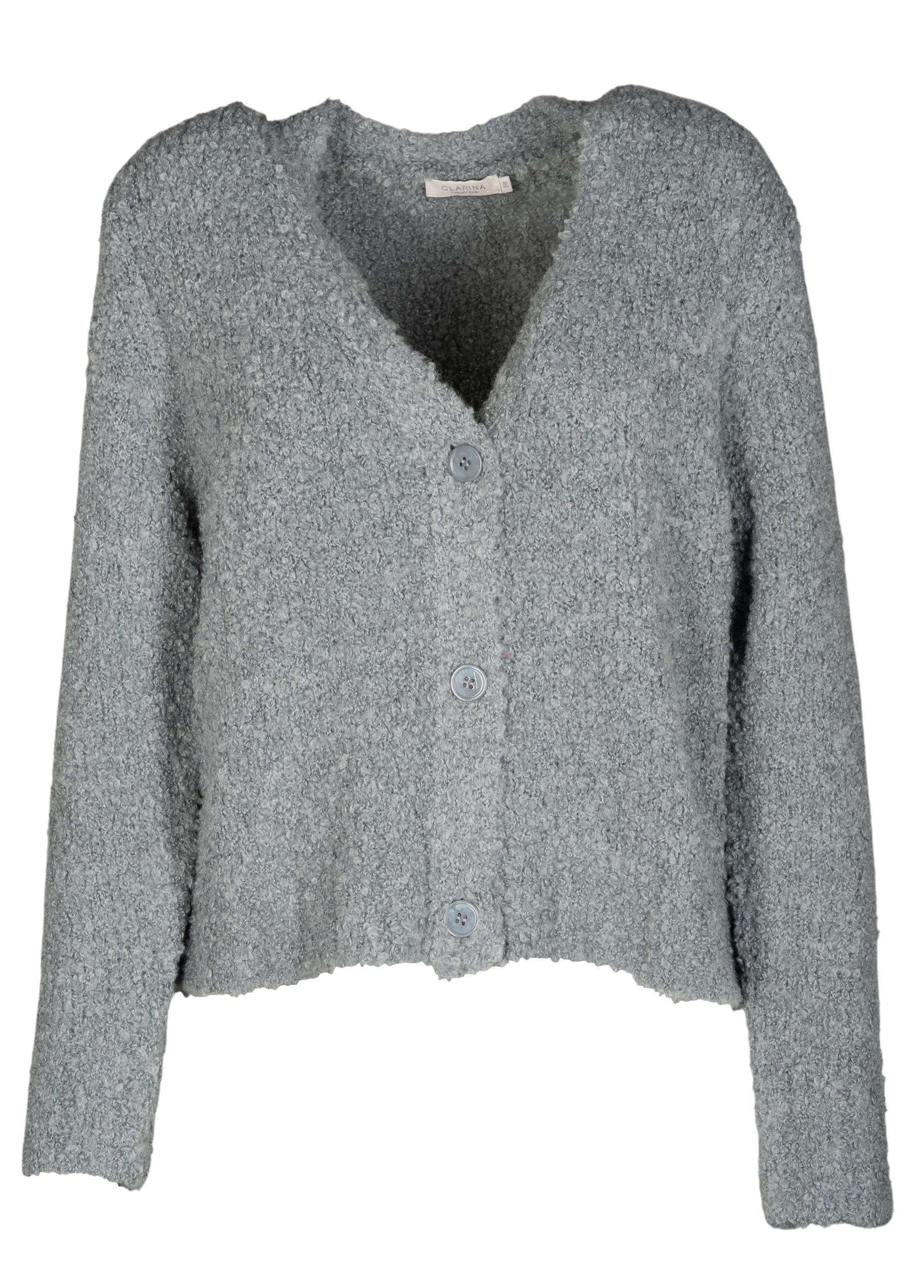 V-Cardigan,1/1 Arm, Boucle 36 - Ozean Gruen Mel.