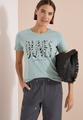 T-Shirt mit Rundhals und Frontprint L - Crystal Mint