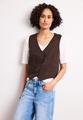 Weste mit V-Neck und Knöpfen aus Leinen 36 - Espresso Brown