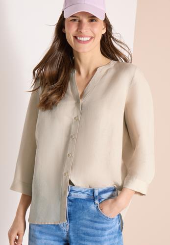 Bluse mit Split Neck aus Leinenmix