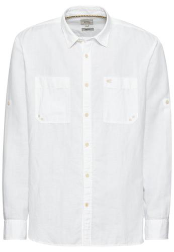 Langarm Hemd aus leichtem Leinenmix XL Regular Fit - White