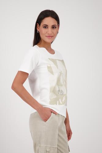 T-Shirt mit Fotoprint und Strasssteinen 46 - Cream