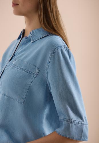 Kurzarm Hemdbluse im Denim-Look