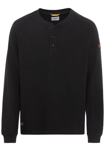 Sweat Henleyshirt aus reiner Baumwolle XXL Regular Fit - Asphalt