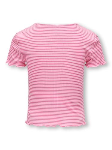 KOGWILMA LIFE S/S SHORT RIB TOP JRS 146/152 Normal geschnitten - Begonia Pink