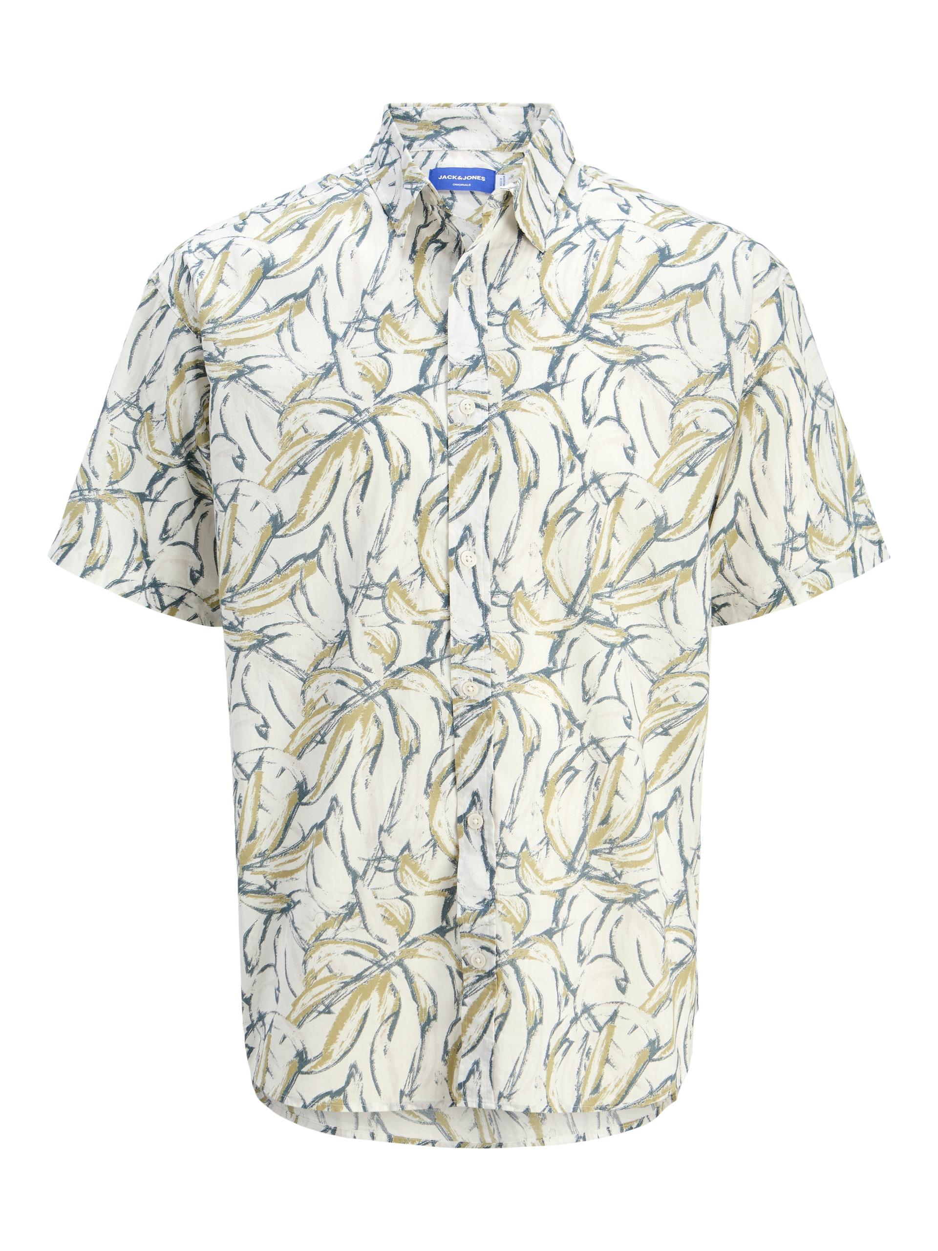 JORJOSHUA SPLIT AOP SHIRT SS JNR 164 Locker geschnitten - Cloud Dancer