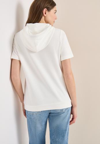 Kurzarm T-Shirt mit Kapuze und Print L - Vanilla White