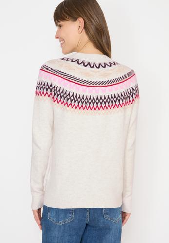 Gemusterter Strickpullover XL - Eggshell Melange