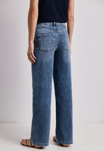 Wide Leg Jeans mit Knopfdetails 27/30 - Medium Blue Wash