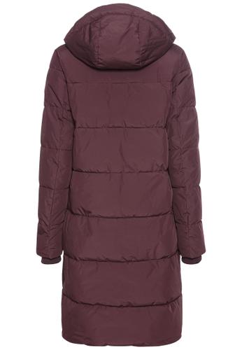 Langer Puffermantel mit gefütterter Kapuze 46 Relaxed Fit - Plum