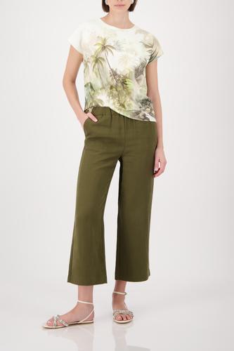 T-Shirt mit tropischen Print 36 - Olive Gemustert