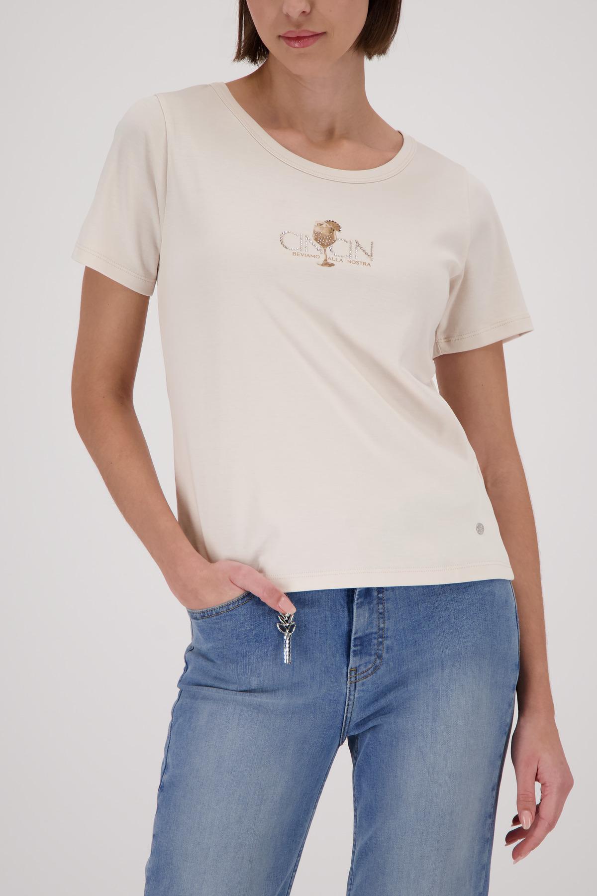 T-Shirt mit Strasssteinen 40 - Champagne Beige