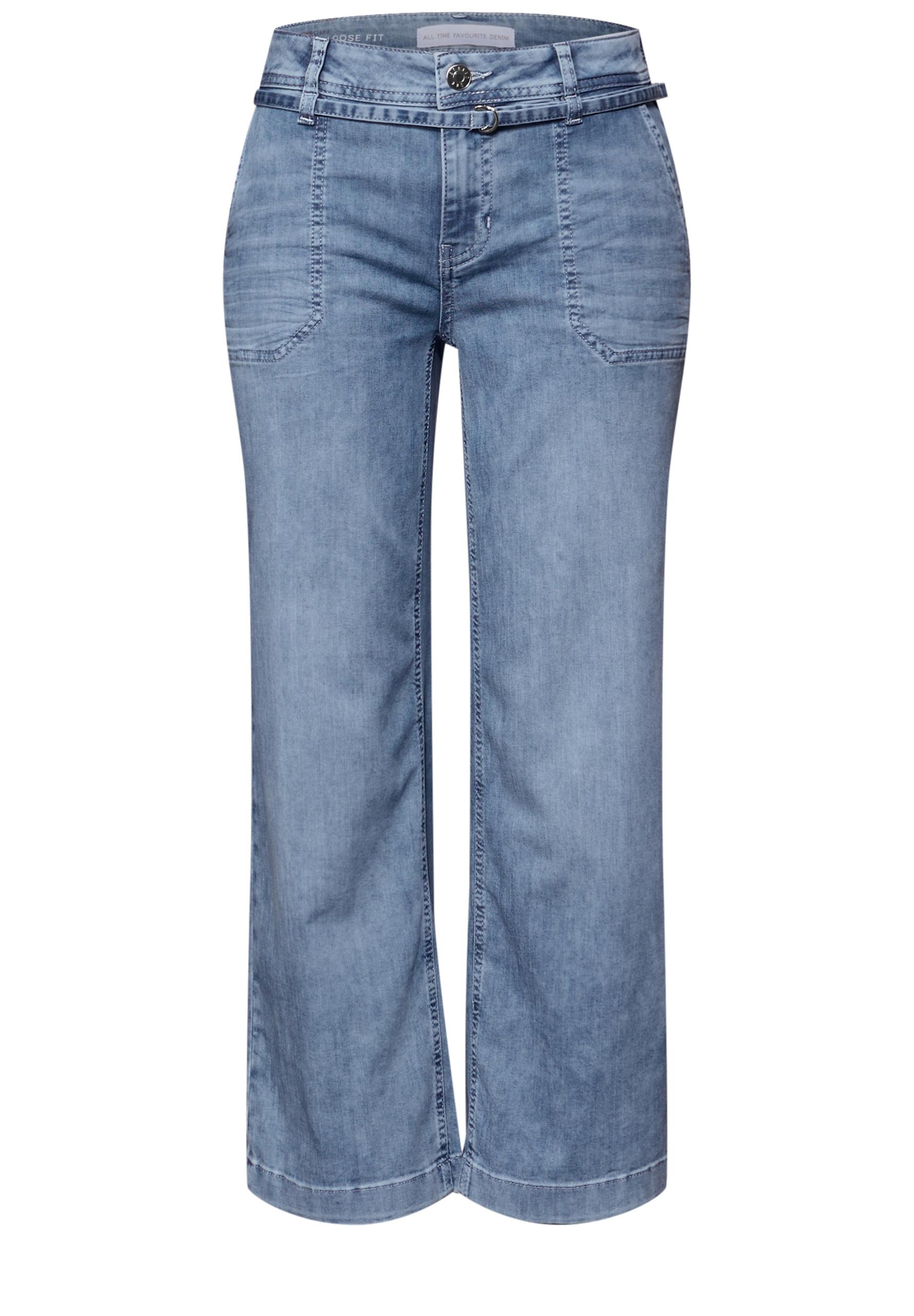 Mid Waist Wide Leg Jeans im Loose Fit 32/7/8 Hosen - Mid Blue Random Wash