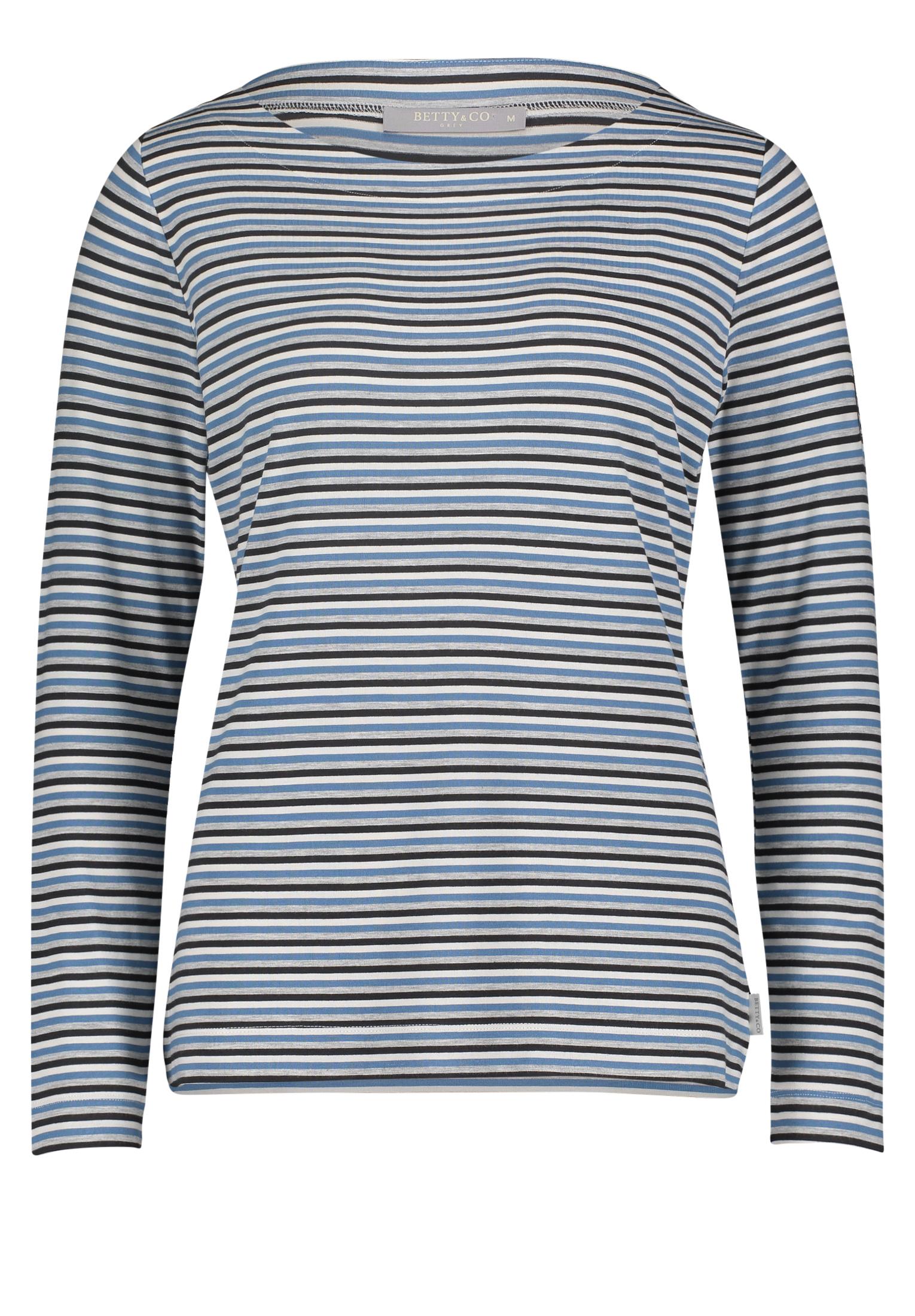Casual-Shirt M Gerade - Blau/grau