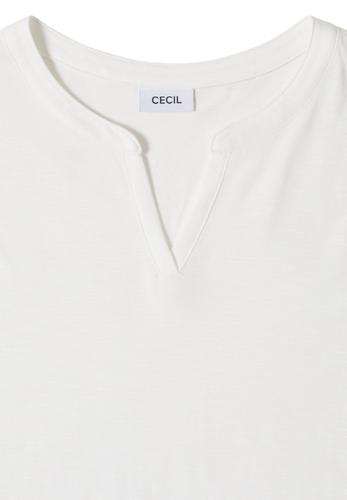 T-Shirt mit Split Neck in Unifarbe