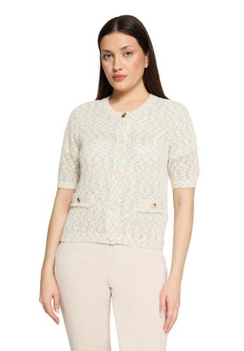 Strick-Cardigan 40 Gerade - Green/Cream