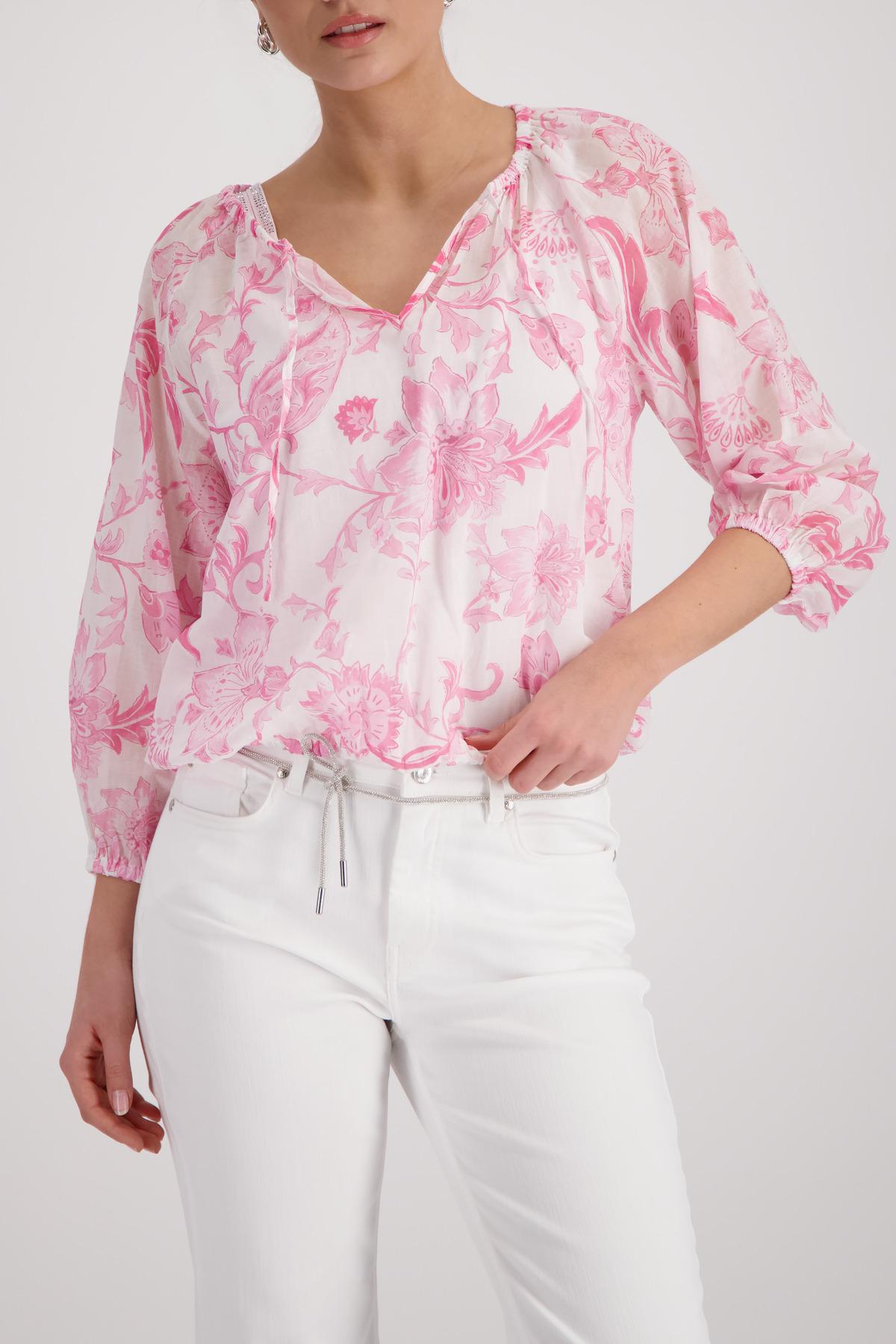 Bluse mit Blumenmuster 38 - French Rose Gemustert