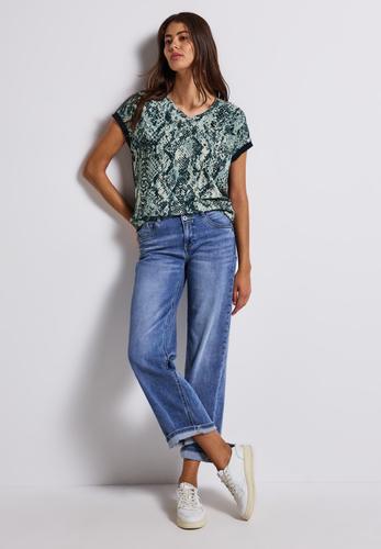 V-Neck Shirt mit Snake Print 40 - Arona Blue