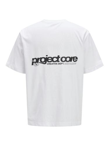JCOUNION BACK PRINT TEE SS CREW NE JNR 152 Locker geschnitten - Bright White